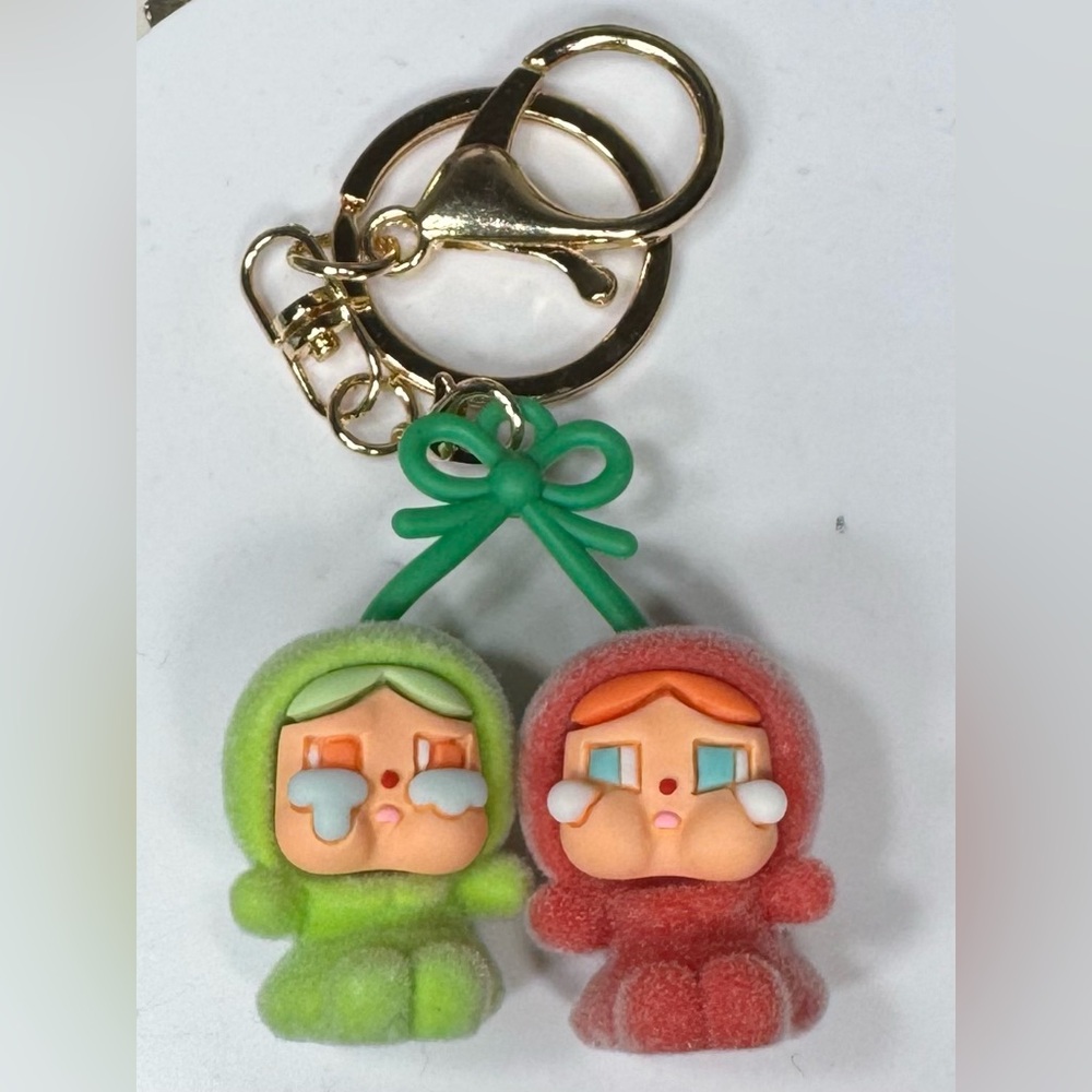 Cry Baby Cherry Keychain with Gold tone clasp